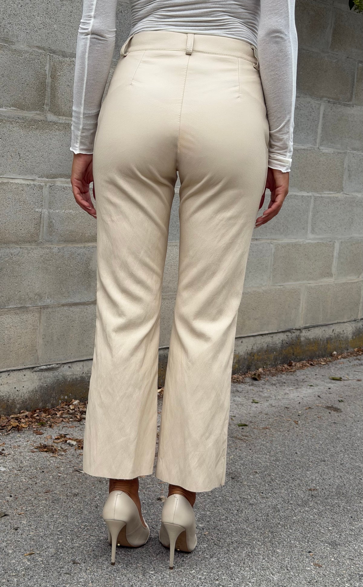 PANTALONE ECOPELLE AVORIO