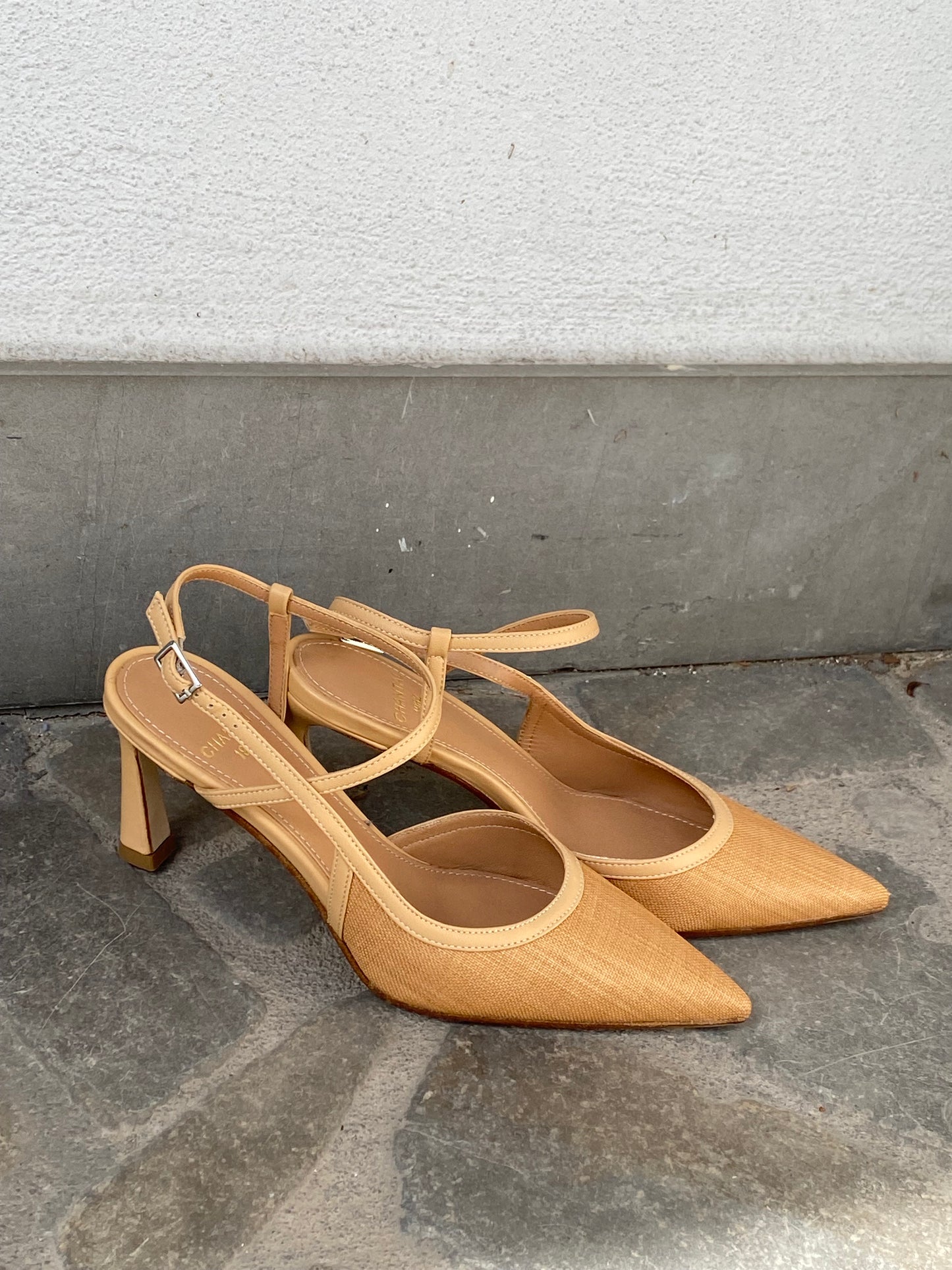 SLINGBACK IN RAFIA CUOIO