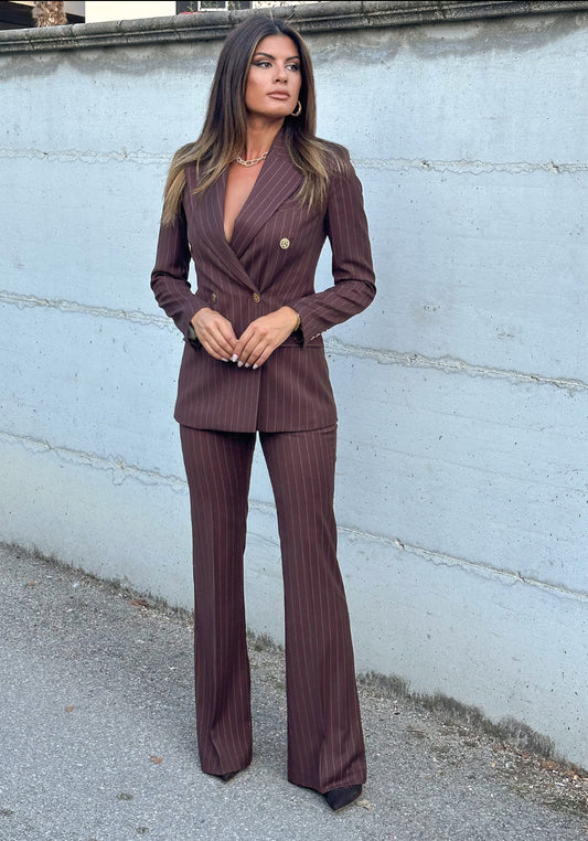 TAILLEUR STRIPE GESSATO MARRONE