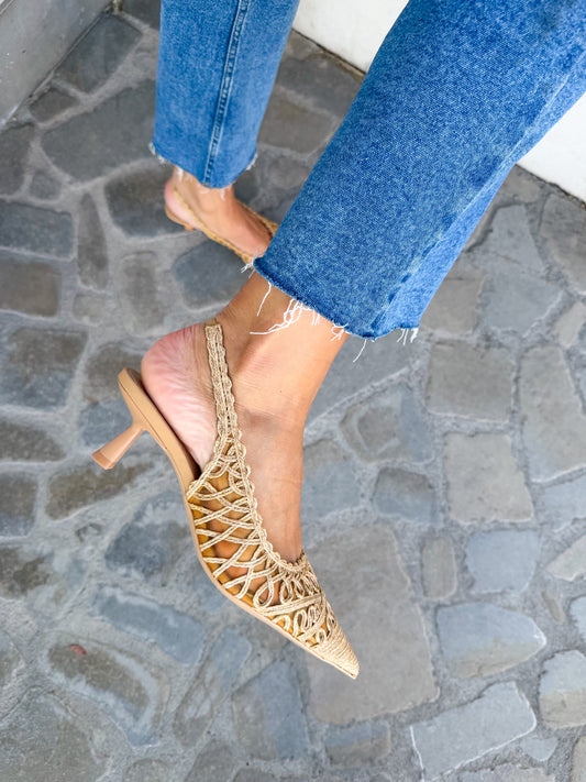 SLINGBACK IN RAFIA BEIGE