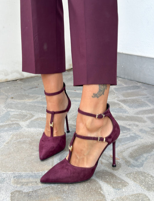 DECOLLETE' IN CAMOSCIO BORDEAUX