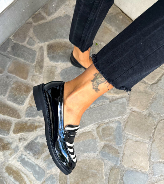 MOCASSINO NERO/ZEBRATO