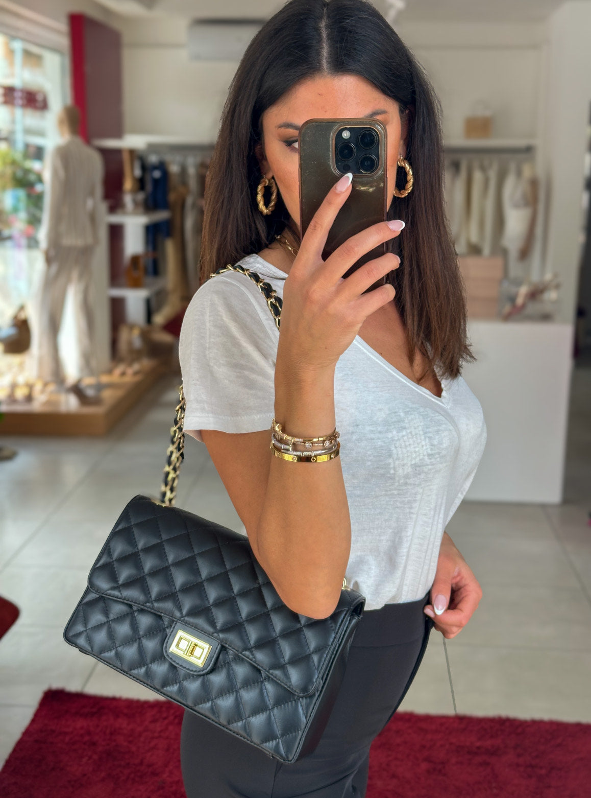 TRACOLLINA IN PELLE NERA
