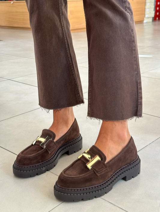 MOCASSINO IN CAMOSCIO MARRONE