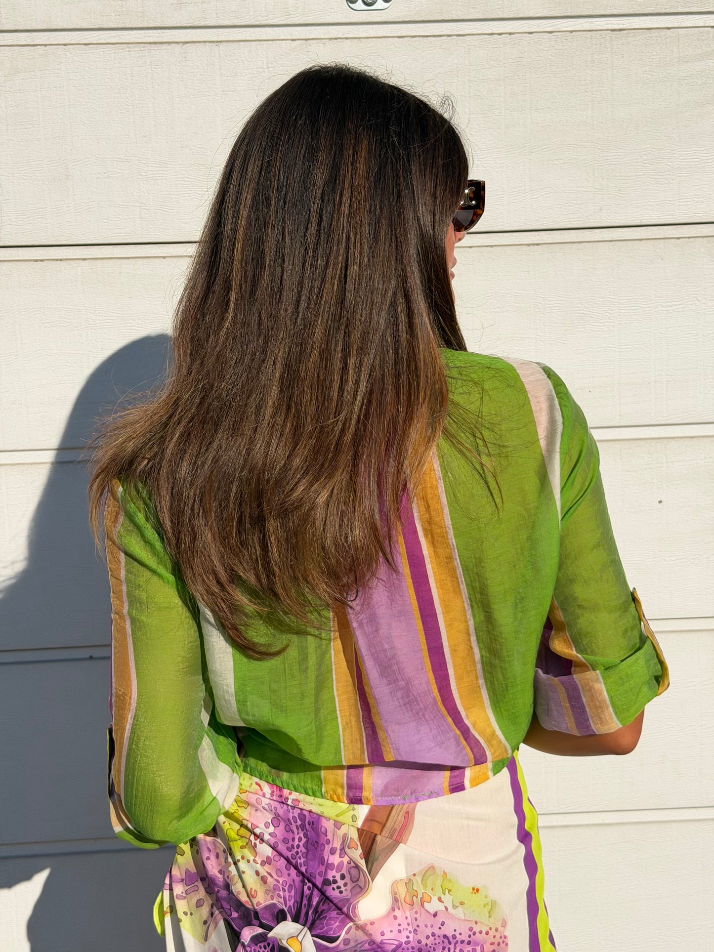 CAMICIA RIGHE VERDE/VIOLA
