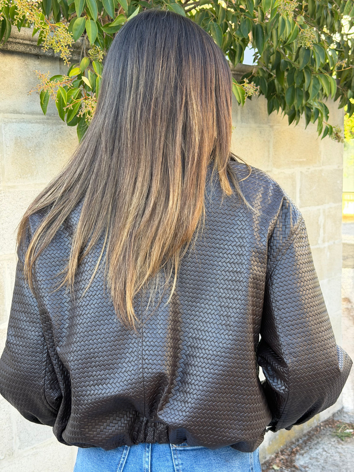 BOMBER INTRECCIATO MARRONE