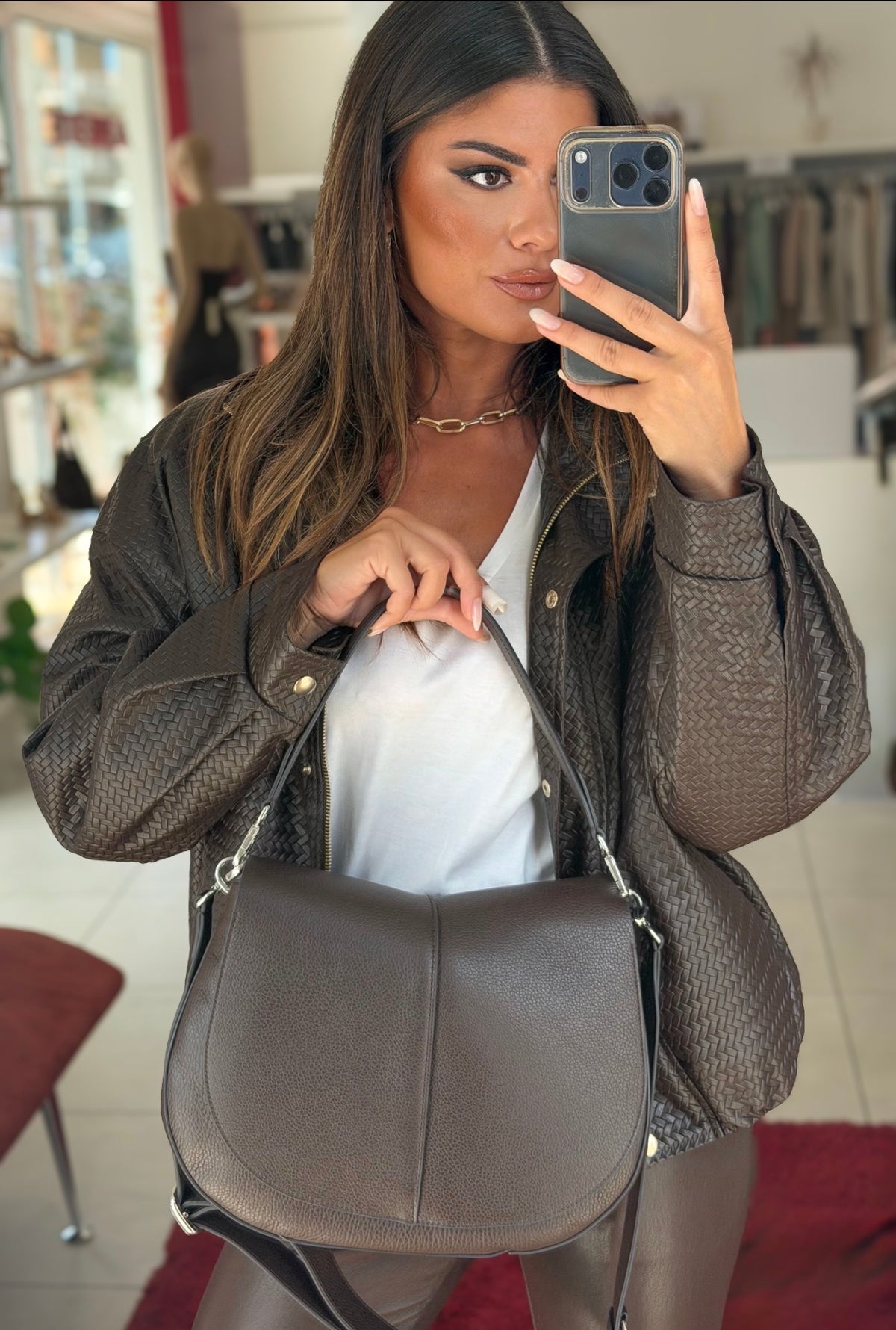 BORSA HELENA ROUND MARRONE