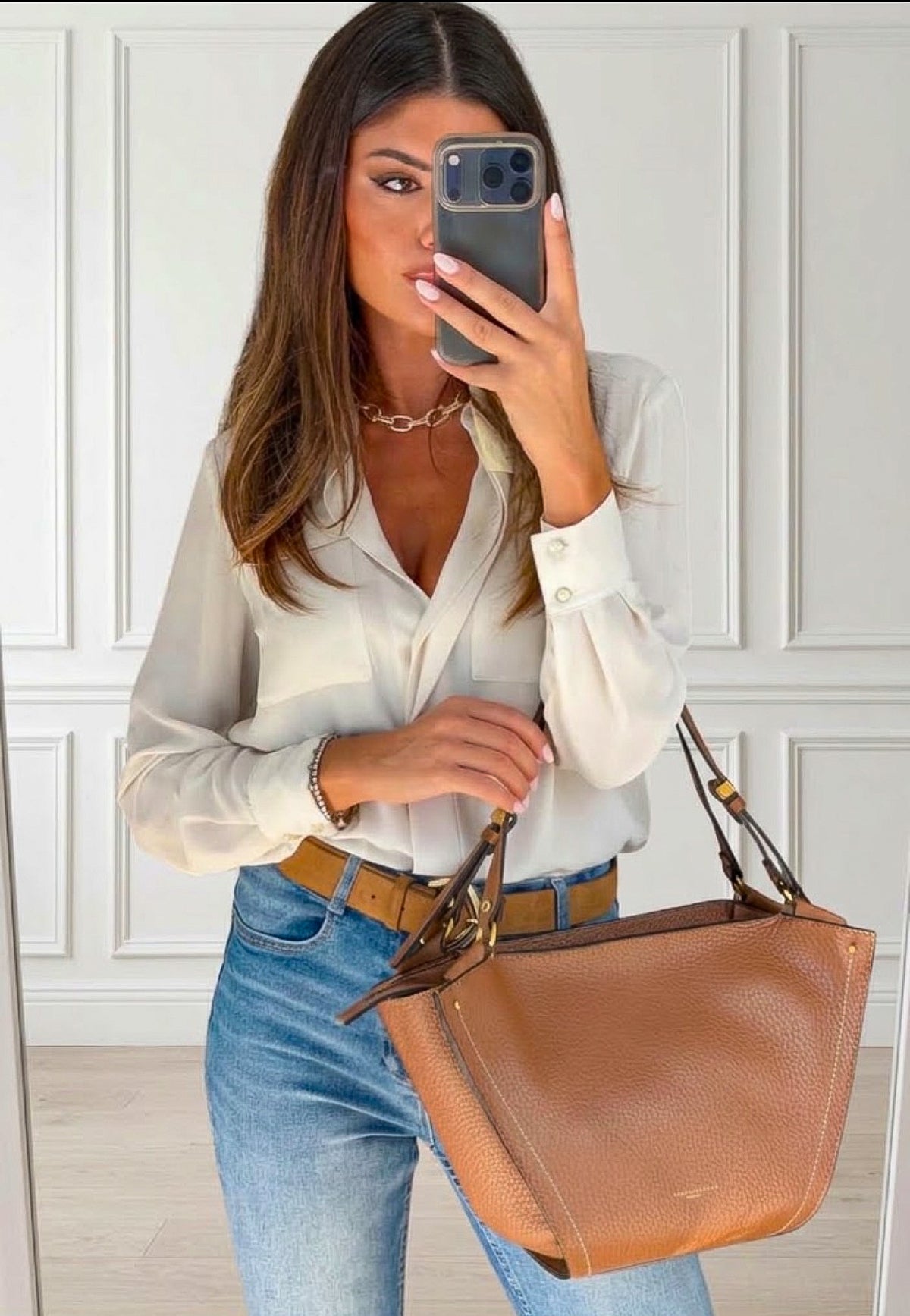 BORSA BLOOM CUOIO
