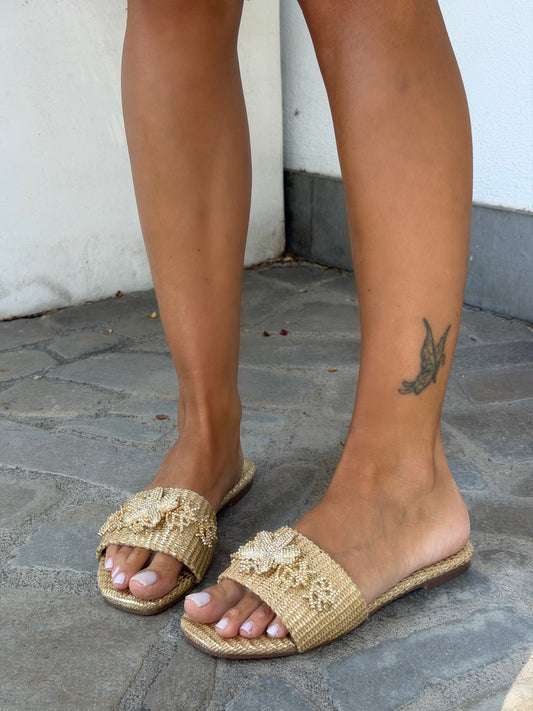 CIABATTINA RAFIA BEIGE