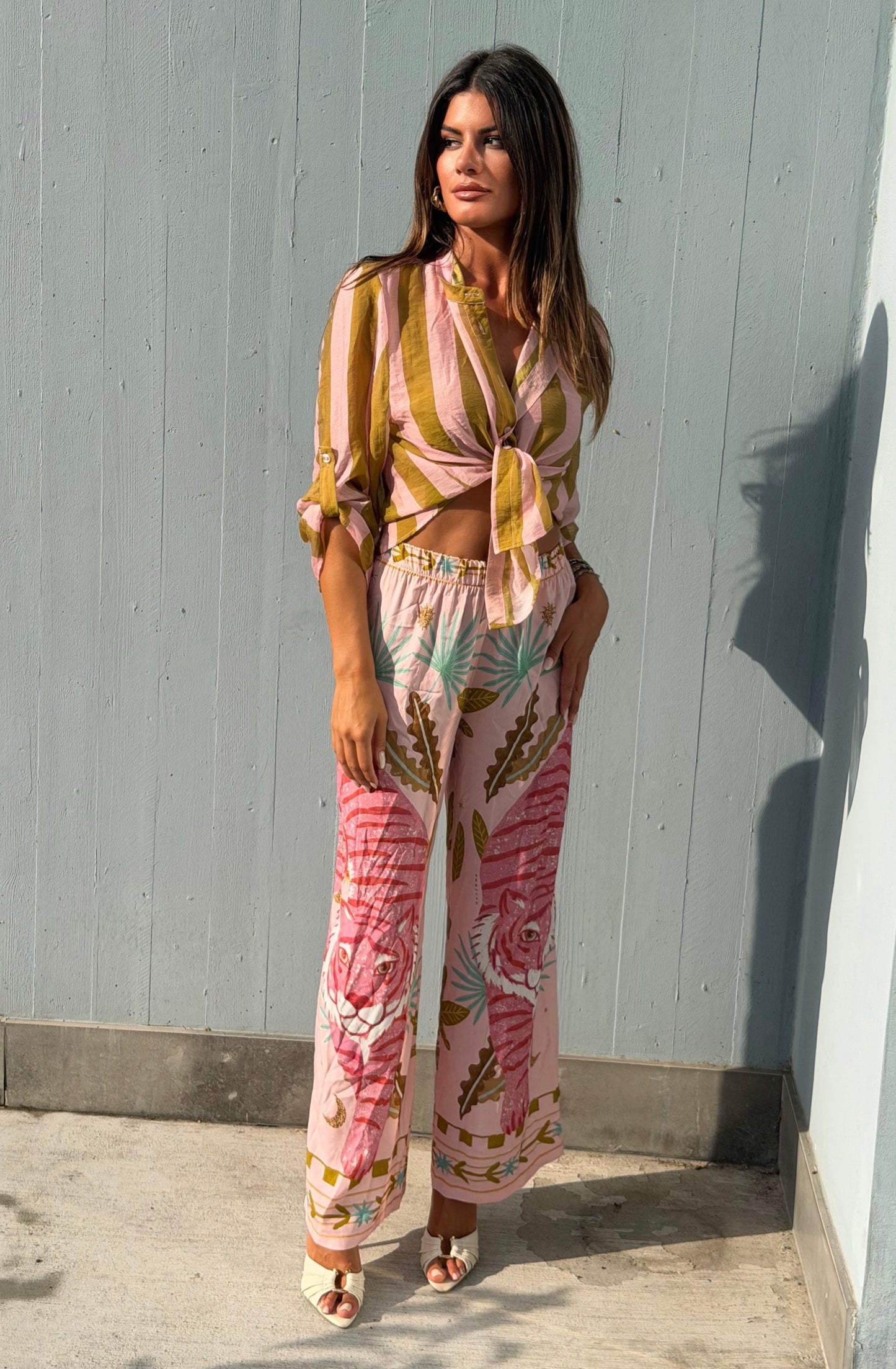 PANTALONI TIGRE ROSA