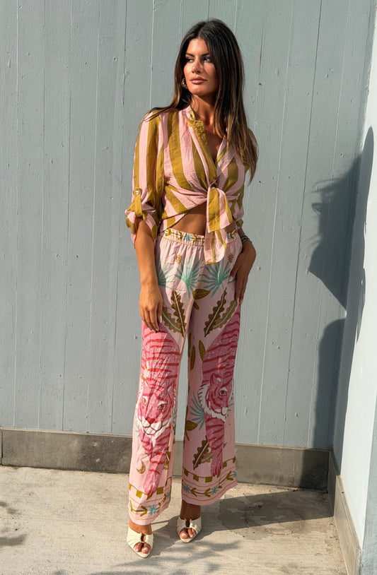 PANTALONI TIGRE ROSA