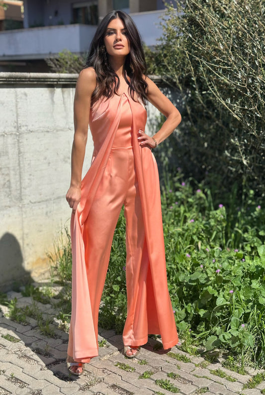 JUMPSUIT SATINATA SALMONE