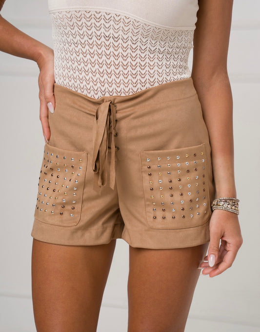 PANTALONCINO IN SUEDE CUOIO