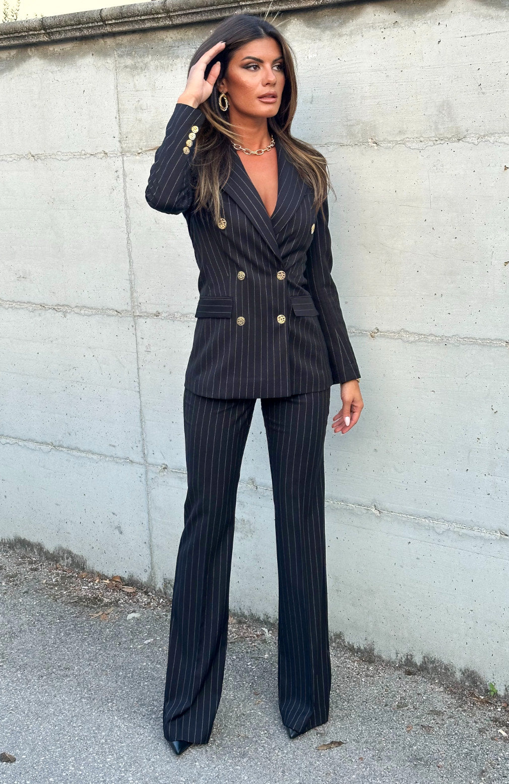 TAILLEUR STRIPE GESSATO NERO