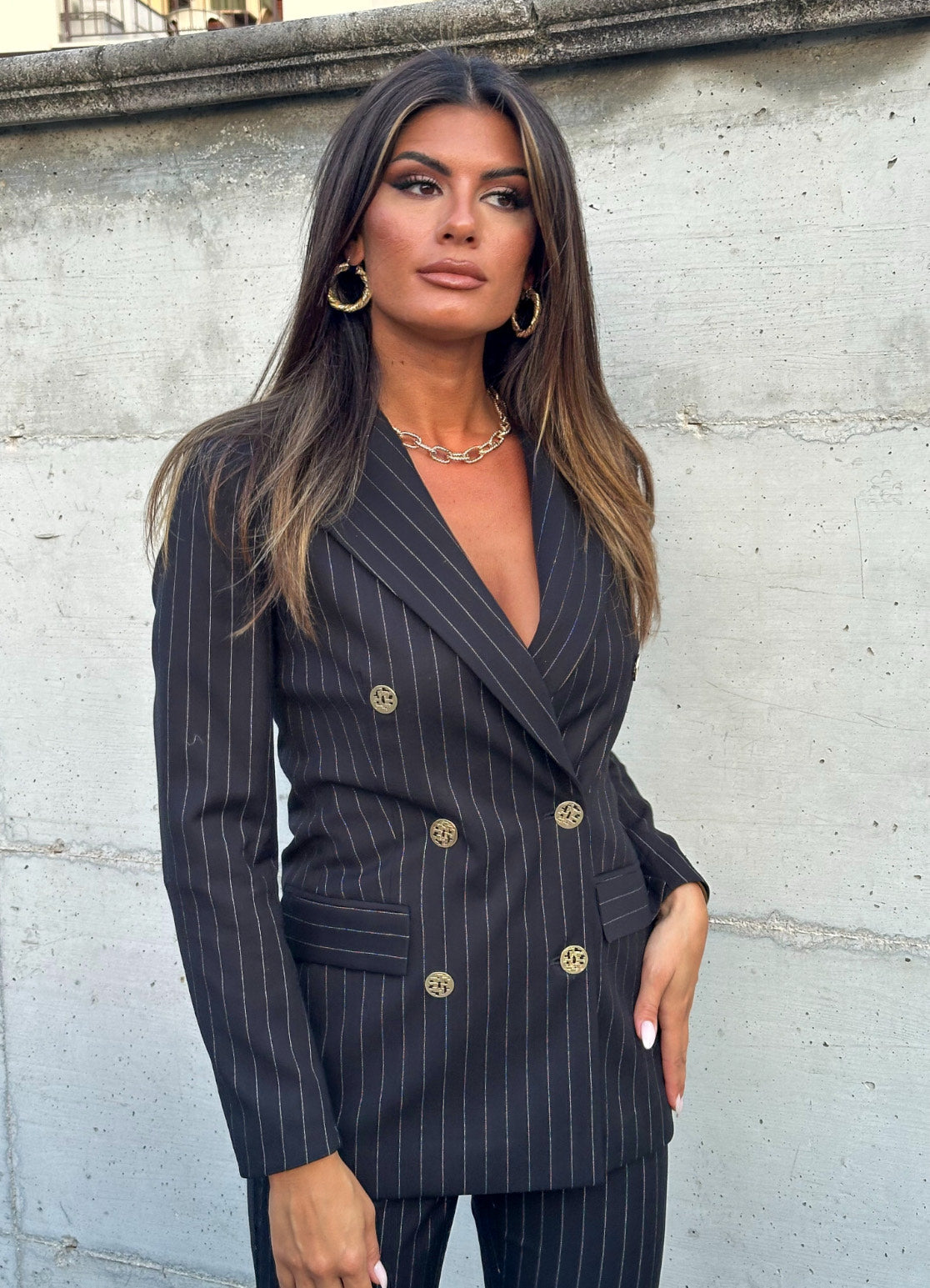 TAILLEUR STRIPE GESSATO NERO