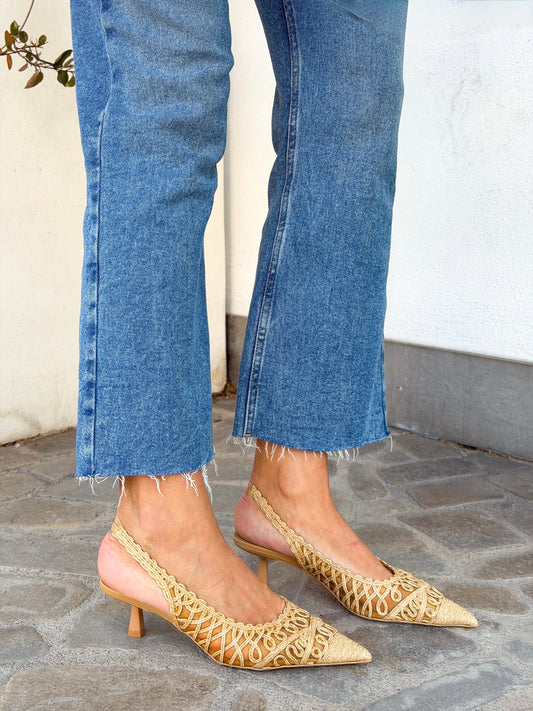 SLINGBACK IN RAFIA BEIGE