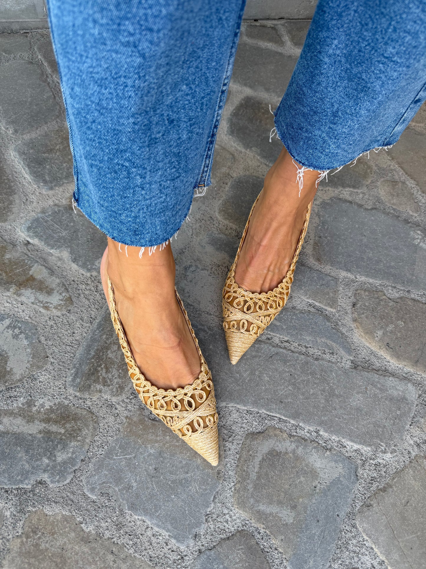 SLINGBACK IN RAFIA BEIGE