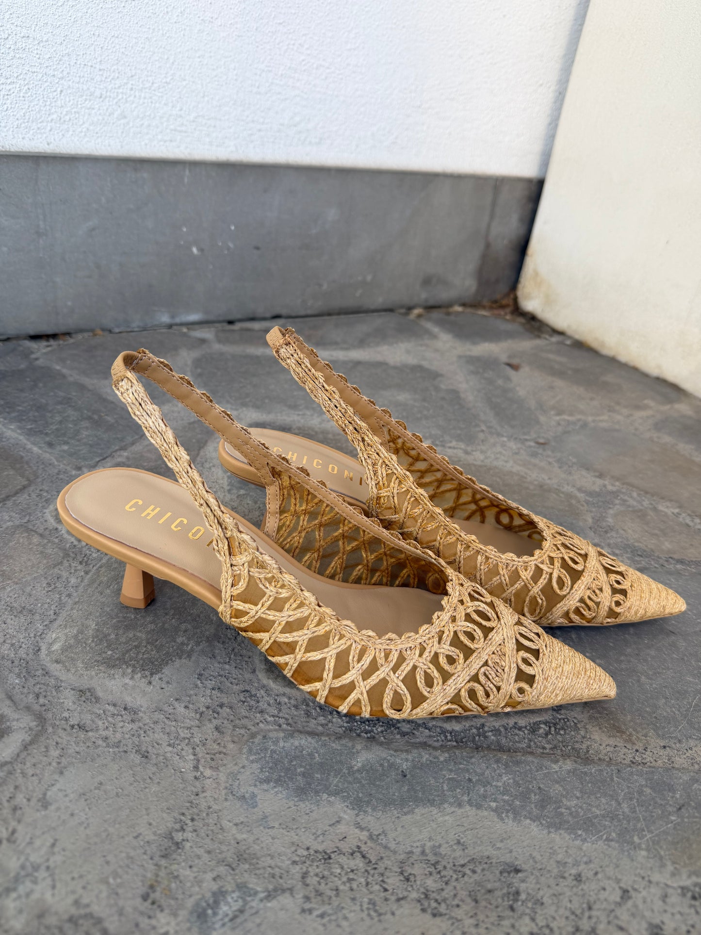 SLINGBACK IN RAFIA BEIGE