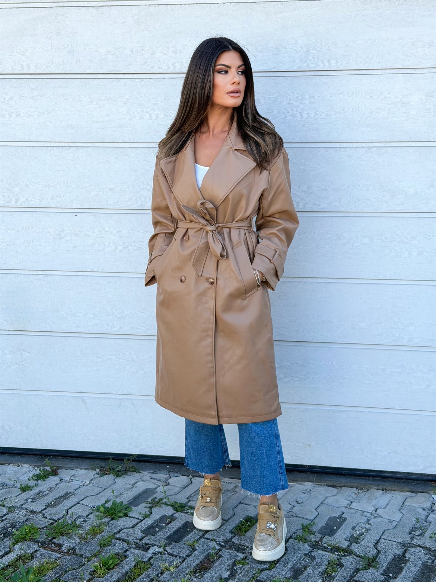 TRENCH ECOPELLE CUOIO