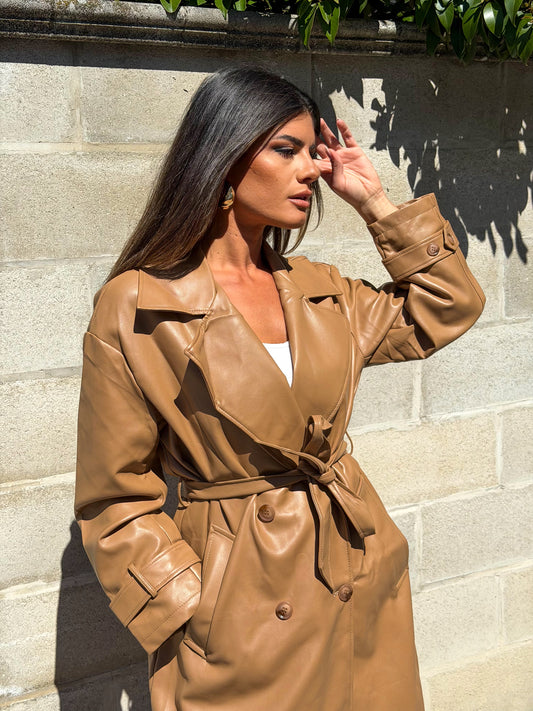 TRENCH ECOPELLE CUOIO