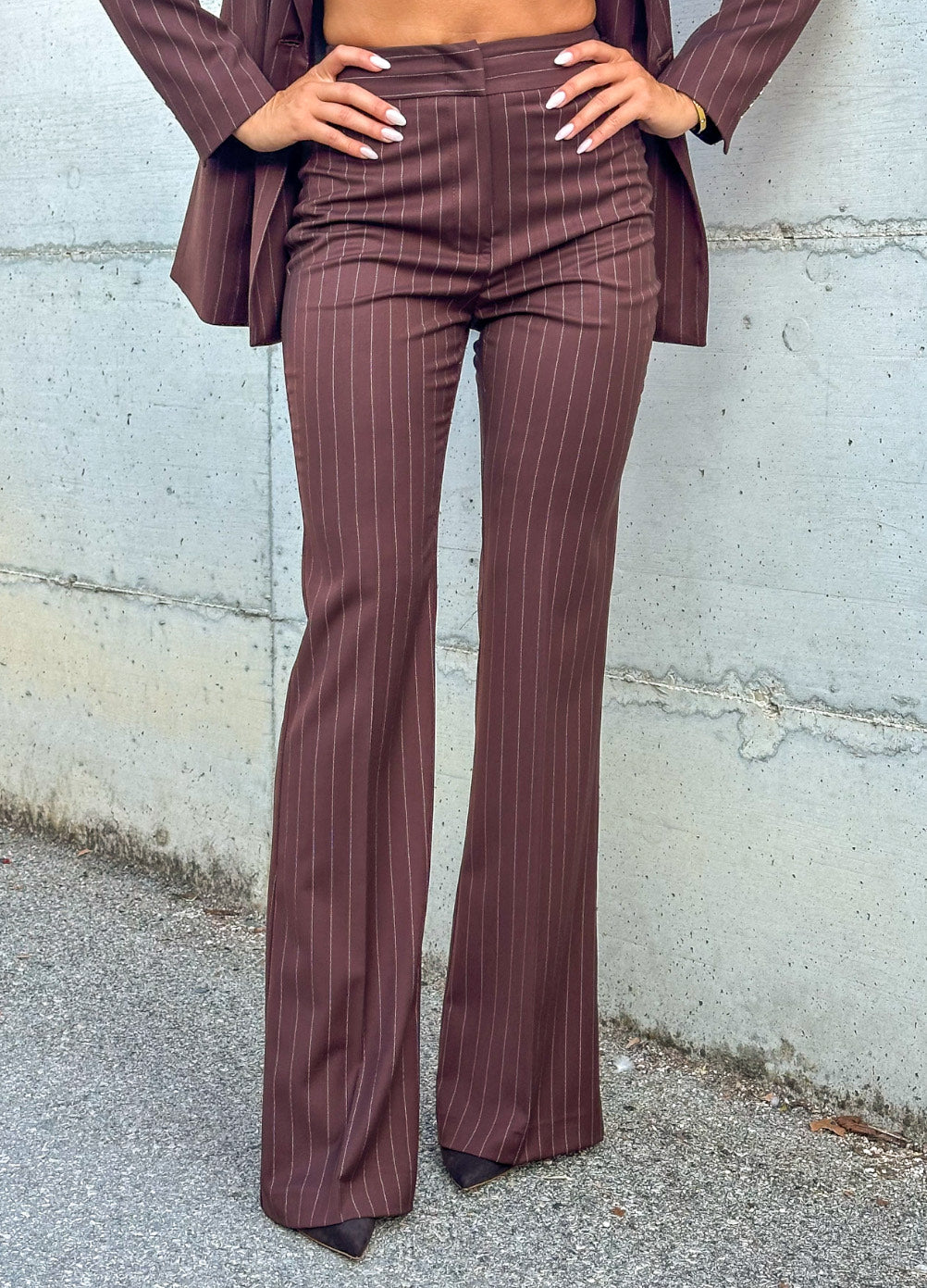 TAILLEUR STRIPE GESSATO MARRONE
