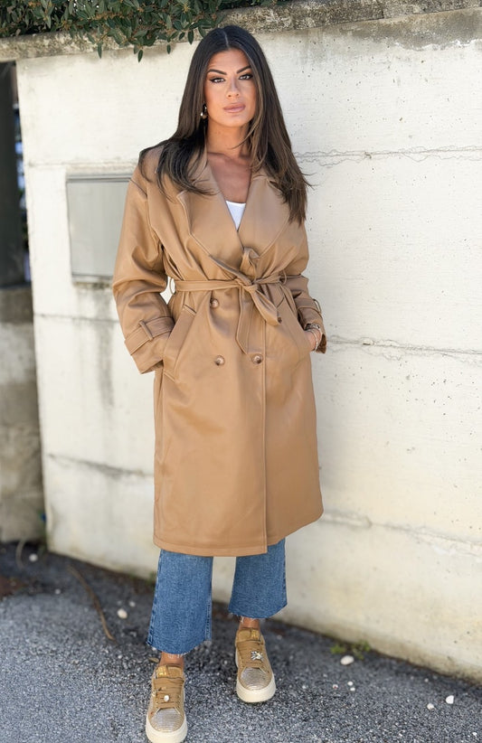TRENCH ECOPELLE CUOIO