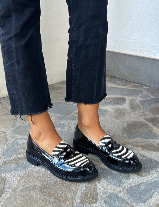 MOCASSINO NERO/ZEBRATO