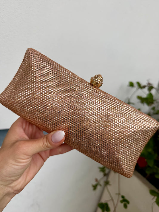 POCHETTE STRASS ORO ROSA