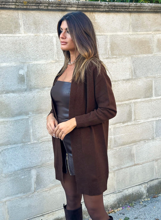 CARDIGAN MARRONE