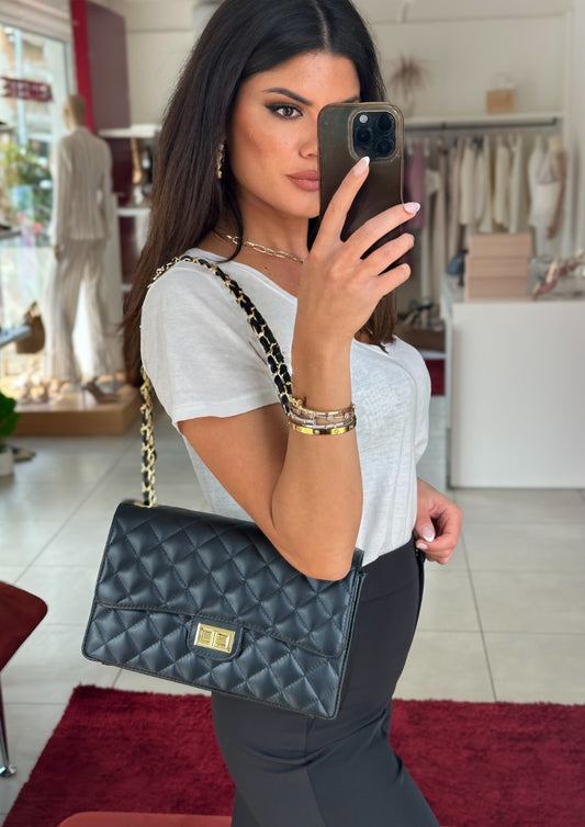 TRACOLLINA IN PELLE NERA