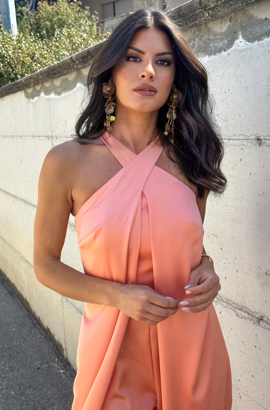 JUMPSUIT SATINATA SALMONE