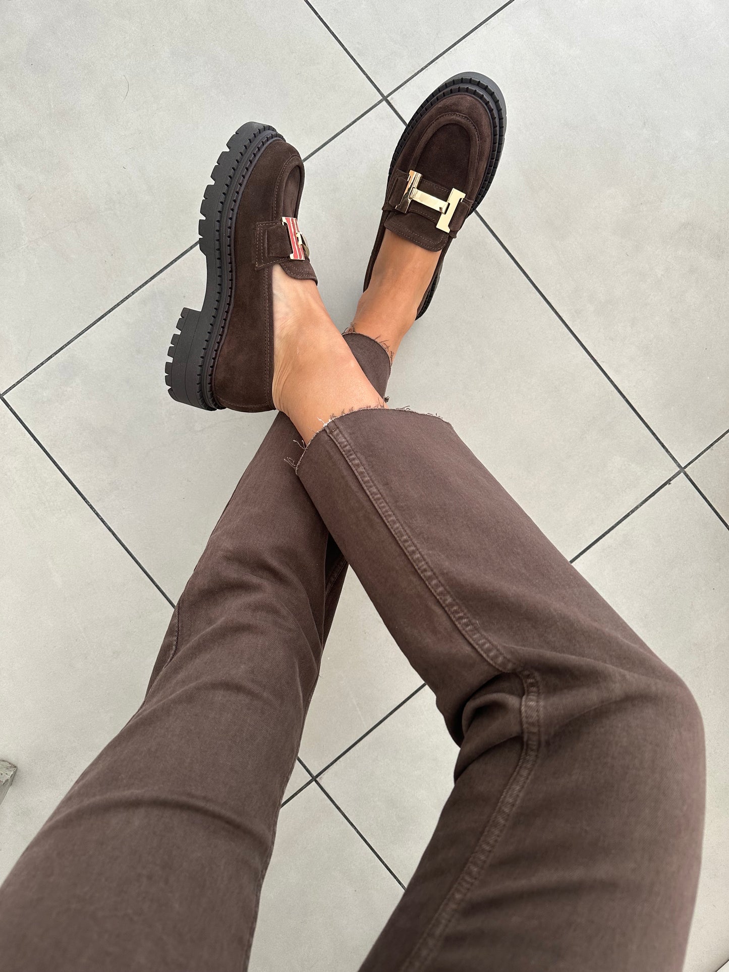 MOCASSINO IN CAMOSCIO MARRONE