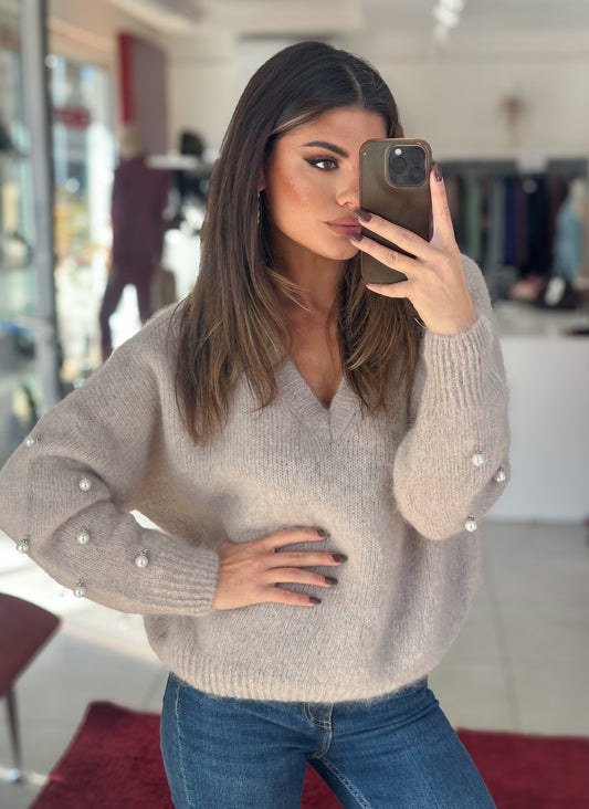 PULLOVER MOHAIR GRIGIO