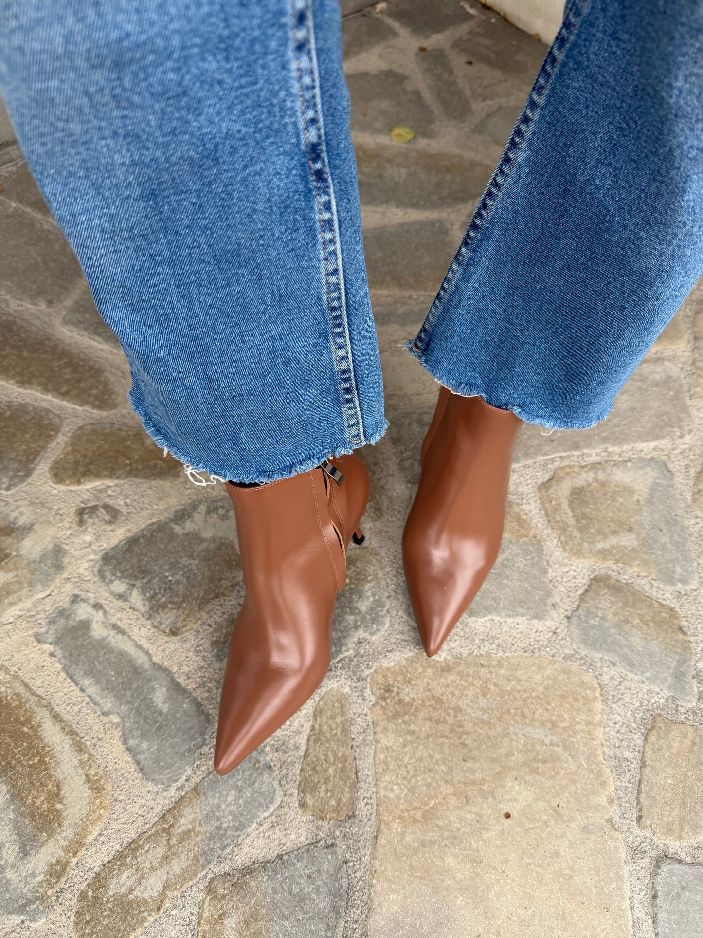 STIVALETTO IN PELLE CUOIO