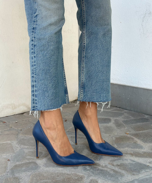 DECOLLETE' IN PELLE BLU