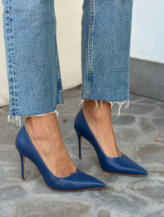 DECOLLETE' IN PELLE BLU