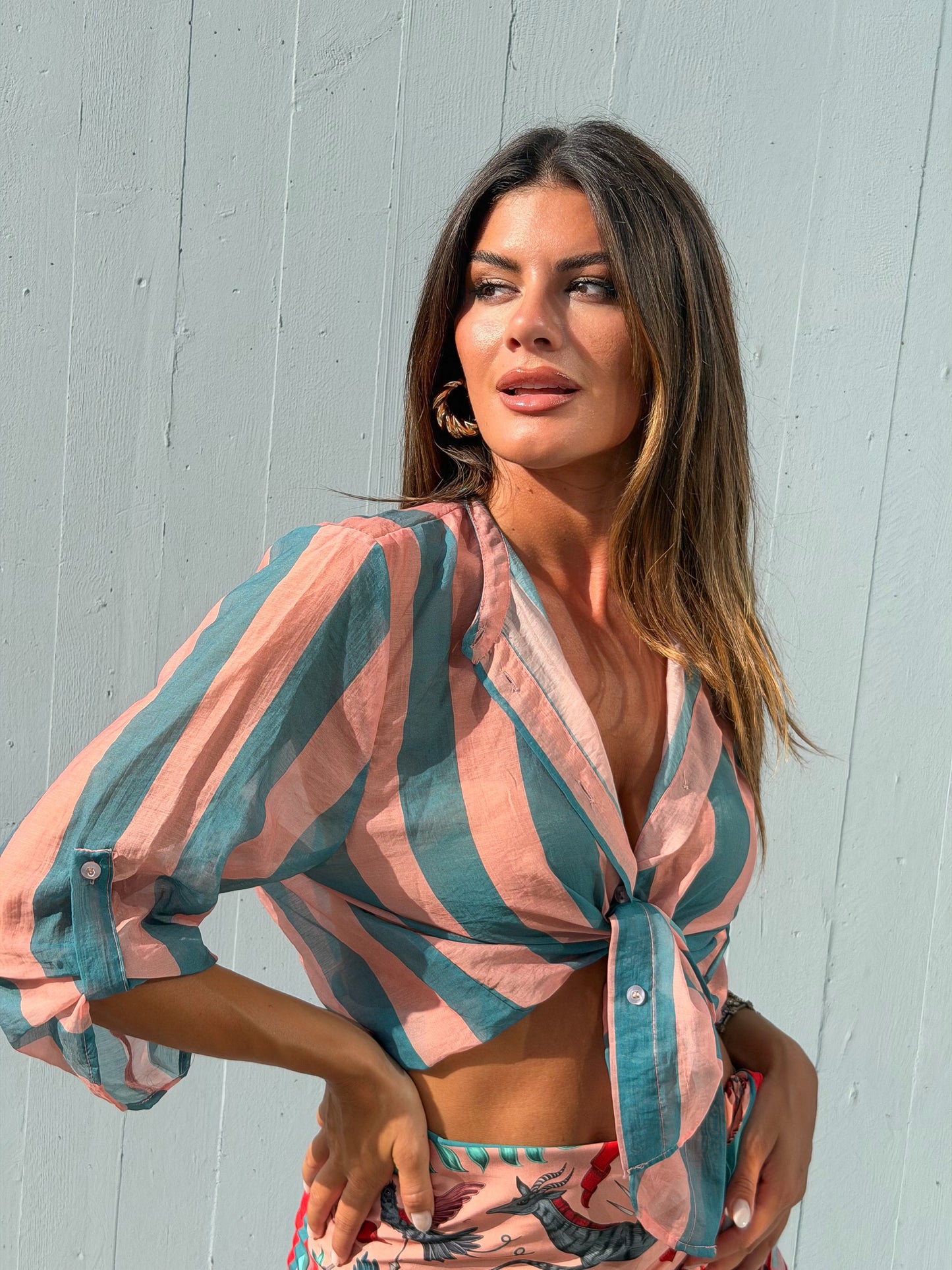 CAMICIA RIGHE VERDE