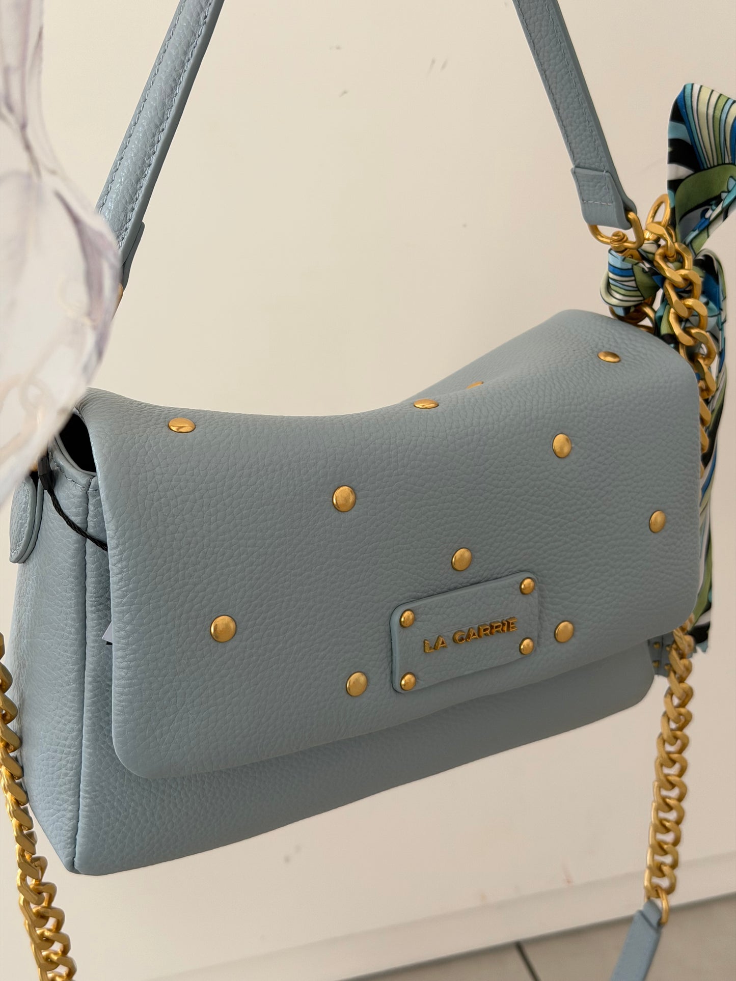 BORSA FOULARD CELESTE